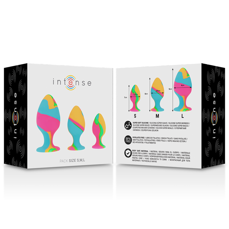 Rainbow silikon buttplug 3-pack